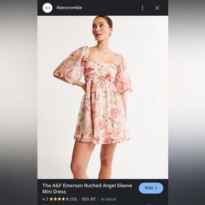 The A&F Emerson Ruched Angel Sleeve Mini Dress - XS